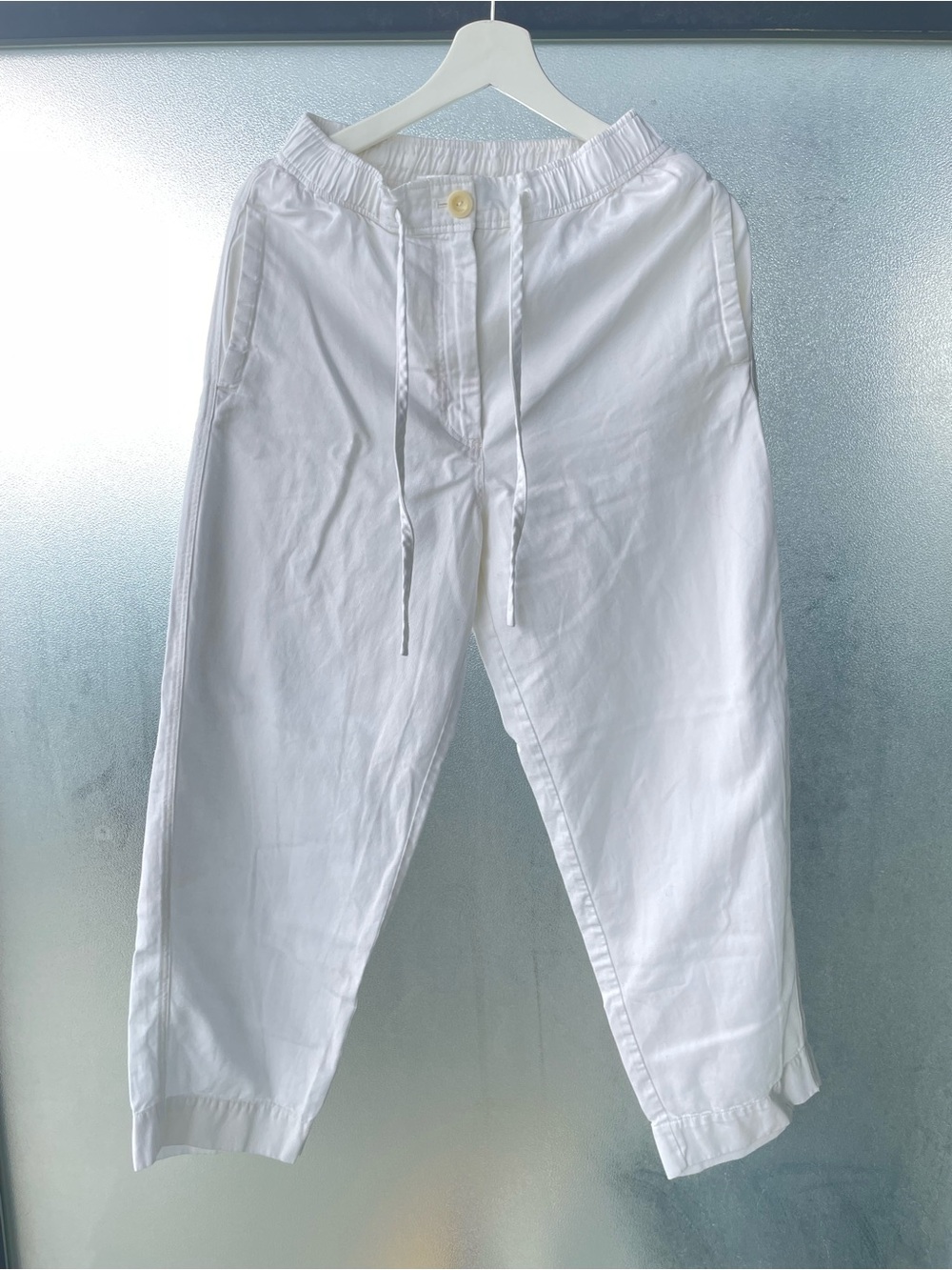COS White Elastic-Waist Cotton Trousers